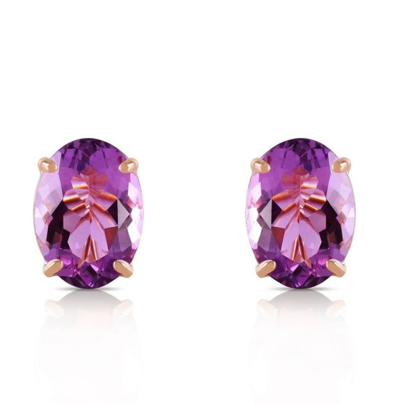 14K Solid Gold To Immortality Amethyst Earrings - Picture 1 of 2
